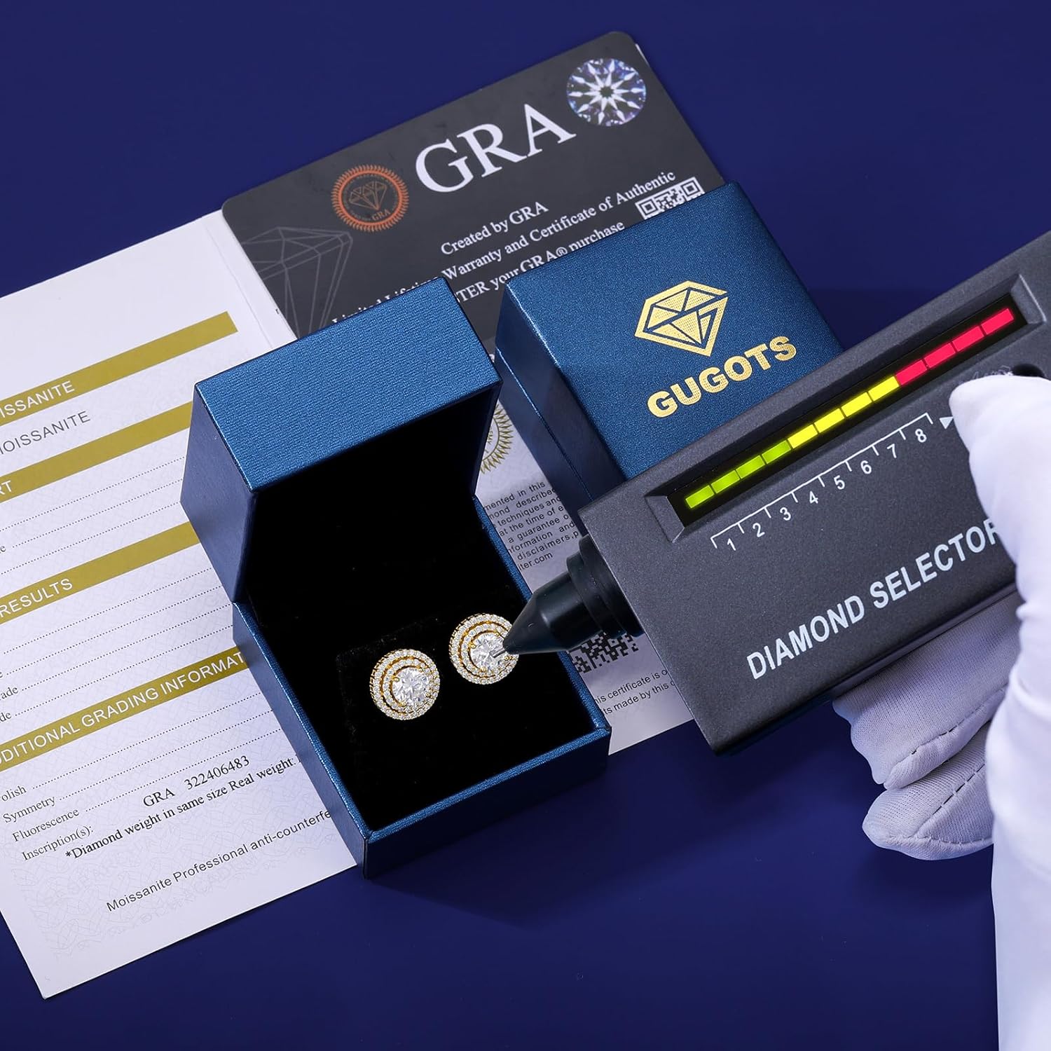 Moissanite Double Halo Stud Earrings Screw Back 18K White/Yellow Gold Plated 925 Sterling Silver Moissanite Halo Large Earrings for Women Men - Image 4