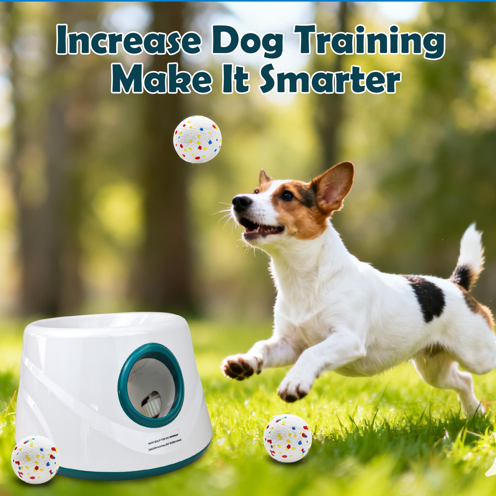 MEKAPLE Lanceur de balles automatique pour chien, lanceur de balles interactif amélioré pour chiens de petite et moyenne taille, distance réglable, jouets stimulants mentaux pour chien avec 4 balles