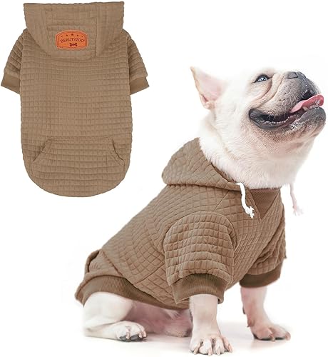 Vista 8 de BEAUTYZOO Suéter con capucha para perros pequeños y medianos con bolsillos, ropa para perros pequeños y medianos, abrigos de algodón laminado