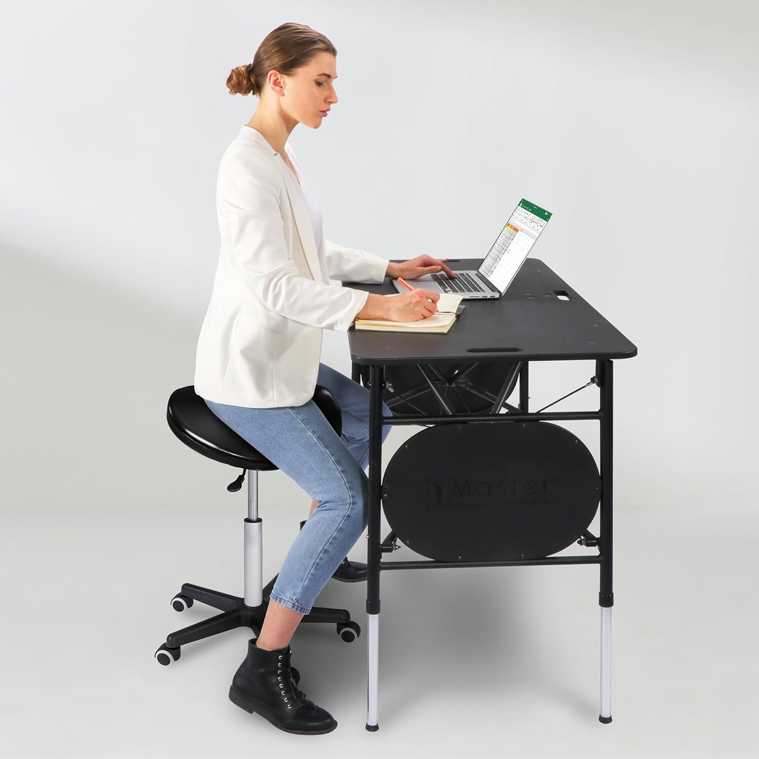 Master Massage Ergonomic Saddle Chair-Saddle Stool- Hydraulic Swivel Rolling Chair-Salon Clinical Tattoo Dentist Clinic Stool, Spas, Salons Stools, Workshop Office-Black