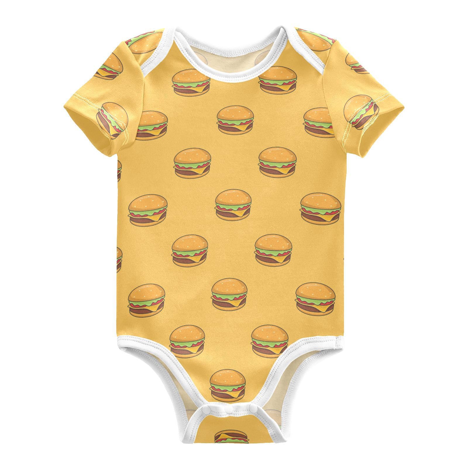 JHKKU Hamburger Unisex Baby Short-Sleeve 100% Cotton Bodysuits Newborn Infant Neutral Outfits Jumpsuit 6 Months
