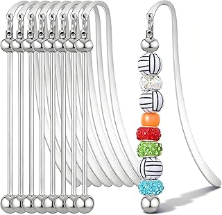 8 PCS Beadable Bookmarks, DIY Metal Bookmark Craft Jewelry Pendant Charm Gift Blank Bar Bookmark Silver Beading Bookmarks Beaded Book Mark Making Kit for Book Lovers Student Teacher Office Supplies