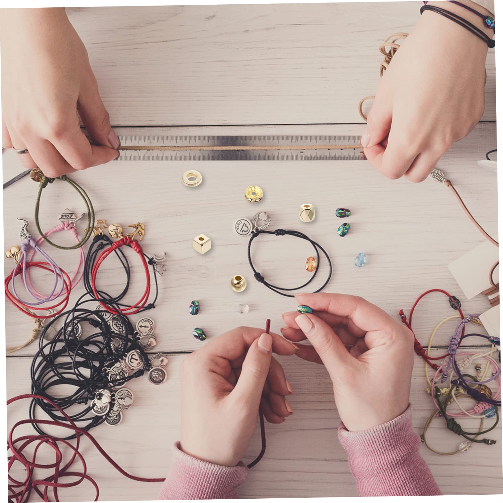 Bastelperlen aus Abs, 1 Satz, Lose Schmuckperlen für Selbstgemacht Schmuck | Loch für Bastelarbeiten, Metallischer Glanz, für Armbänder und Halsketten, Feines Perlen Design