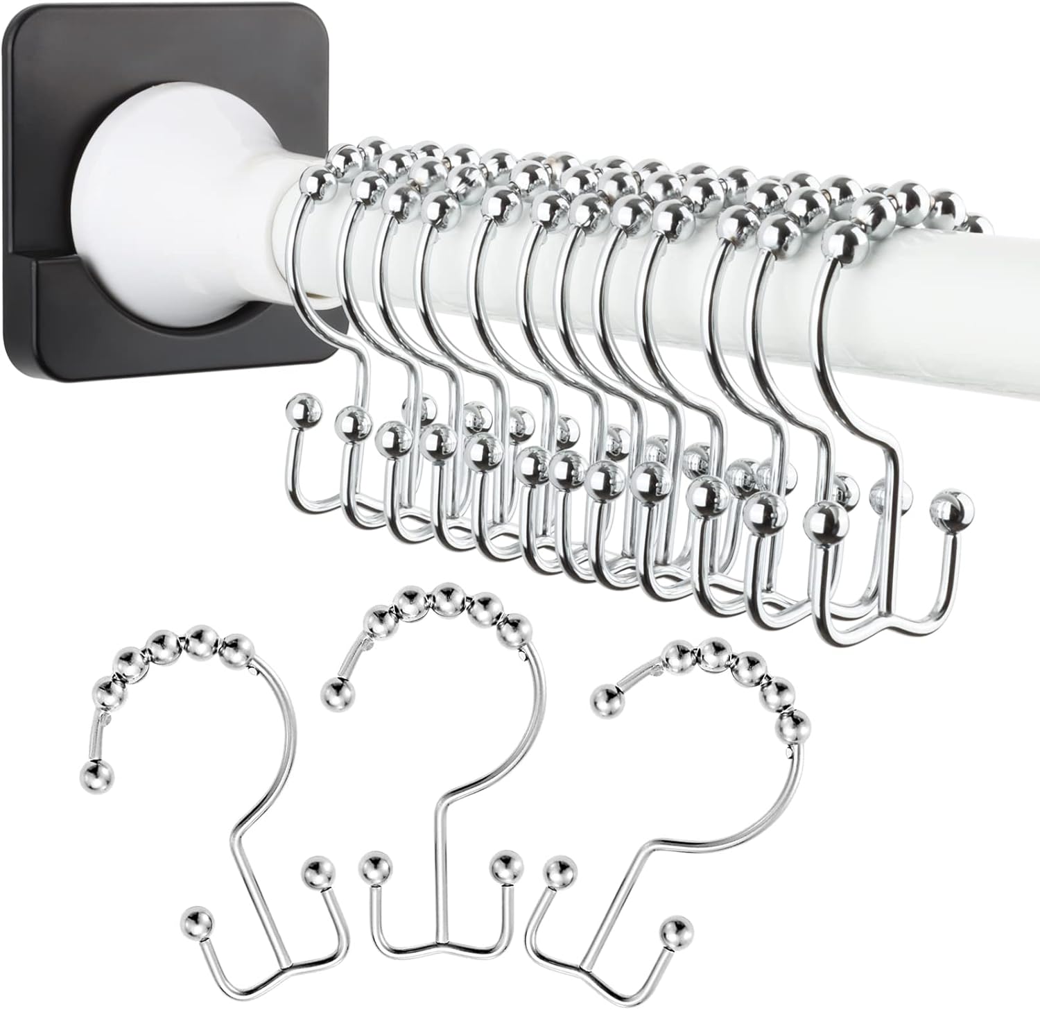 CANRAY Double Sided Shower Curtain Hooks Rings, Rust Proof