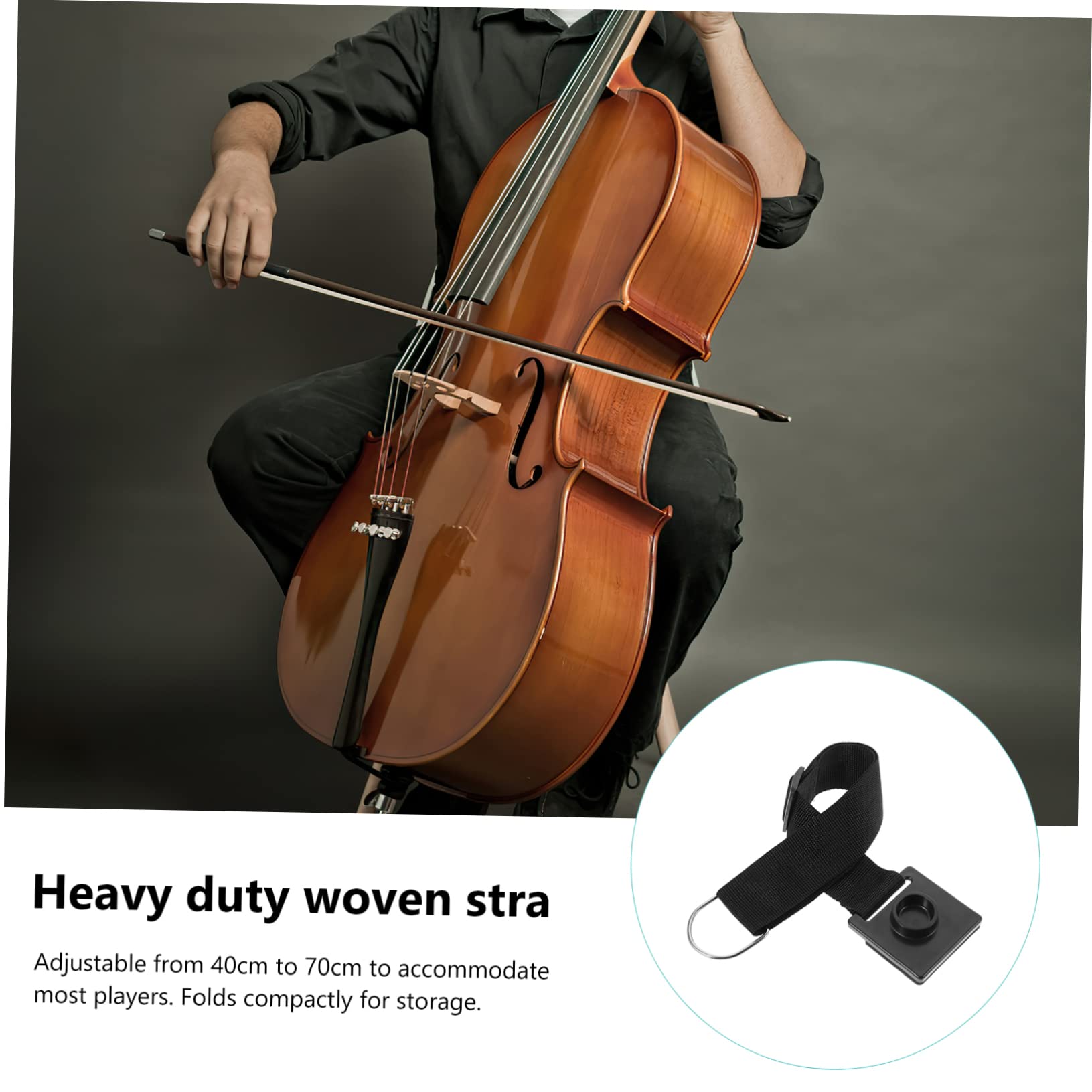 CORHAD Anti-slip Cello Mat End Pin for Cello 40-70cm Adjustable Secure Strap Holder