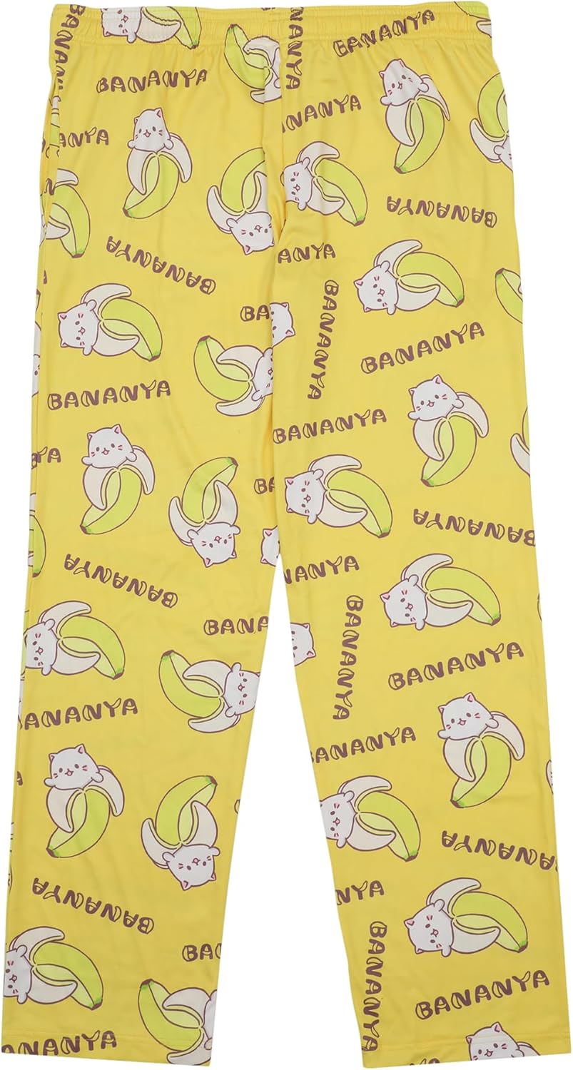 Bananya Women's Bananya Cat and Title All Over Print Lounge Pajama Pants Adult Sleep Bottoms - Image 2