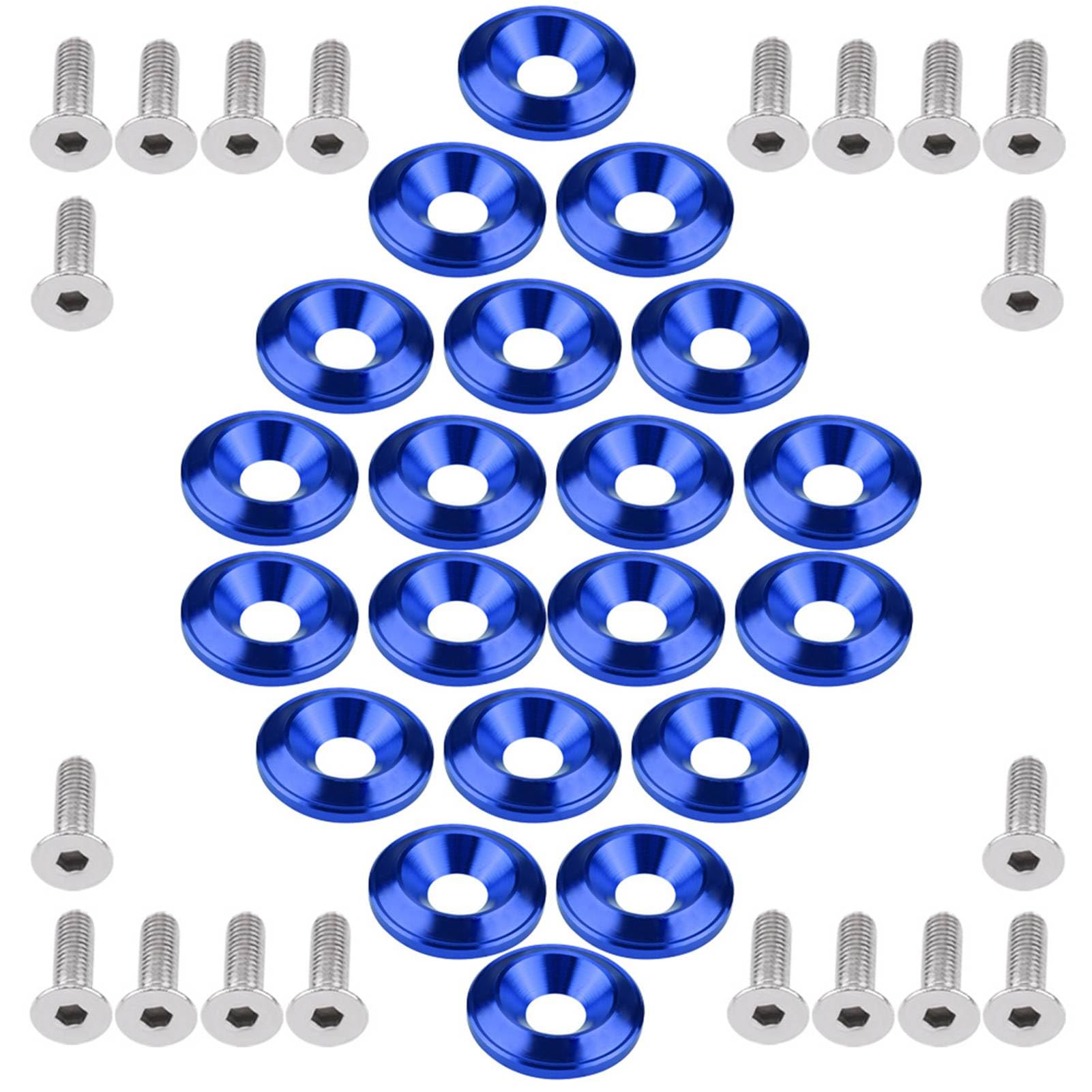 Kit de habillage de baie moteur 10 pièces – Boulon de rondelle de pare-chocs en aluminium 20 – Kit de déguisement pour pare-chocs/rondelle de moteur (bleu