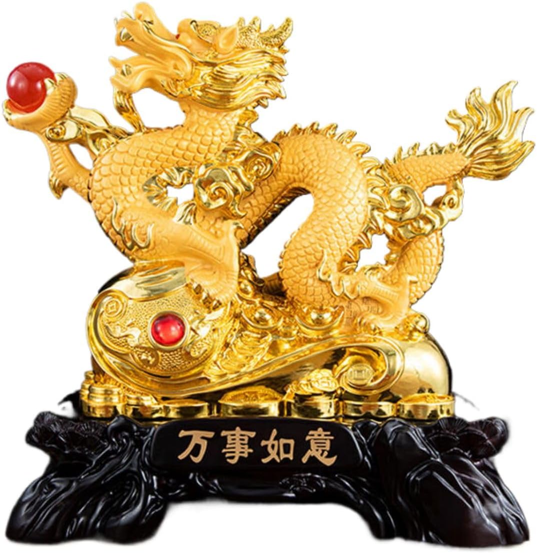 龙摆件 Feng Shui Figurine Home Office Decor Chinese Gifts Brass Chinese Zodiac Feng Shui Figurine Deco, 十二生肖龙年招财家居客厅玄关办公装饰工艺品公司年会礼物 8695