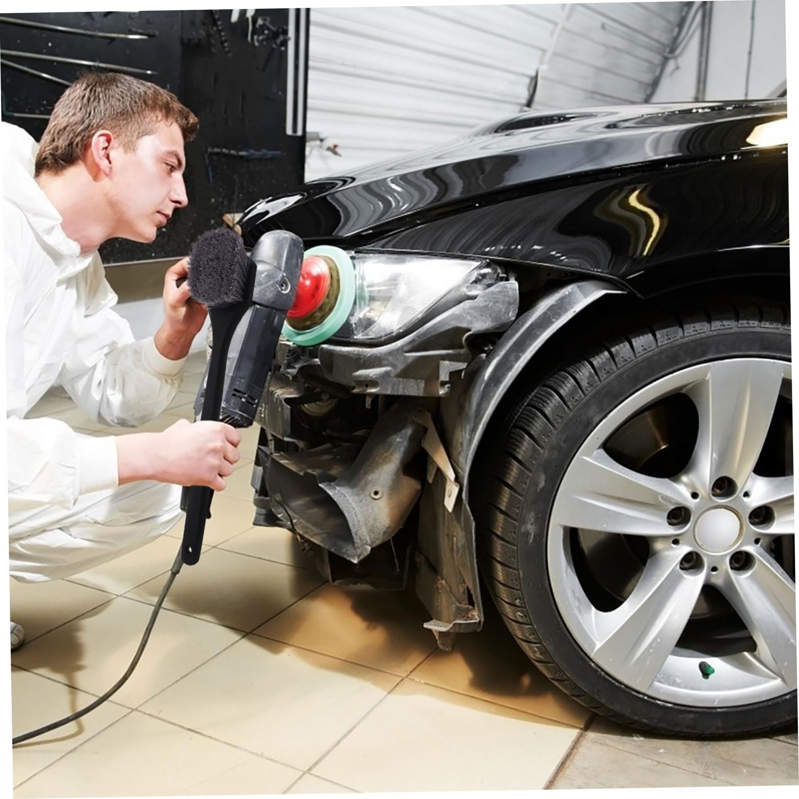 ibasenice Radbürste und Feinen Borsten aus Kunststoff mit Langem Griff | Radnaben und Felgen, für Autowäsche und Reinigung, Geeignet für Verschiedene Automodelle