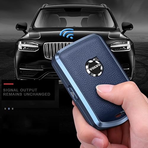 Miniatura 5 de K LAKEY Funda de aleación de cuero para llavero de automóvil, 0.78oz, funda ultraligera compatible con Volvo 4 botones C30 S60 S80 S90 XC40 XC60