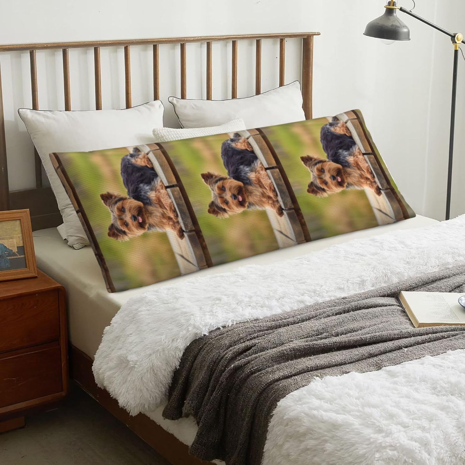 Yorkshire Terrier, Body Pillow Cover with Zipper,Long Body Pillowcase 20 x 60 in