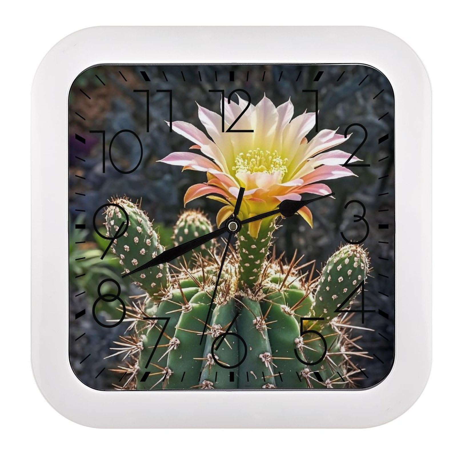 Horloge murale sans tic-tac en forme de cactus simple et élégante