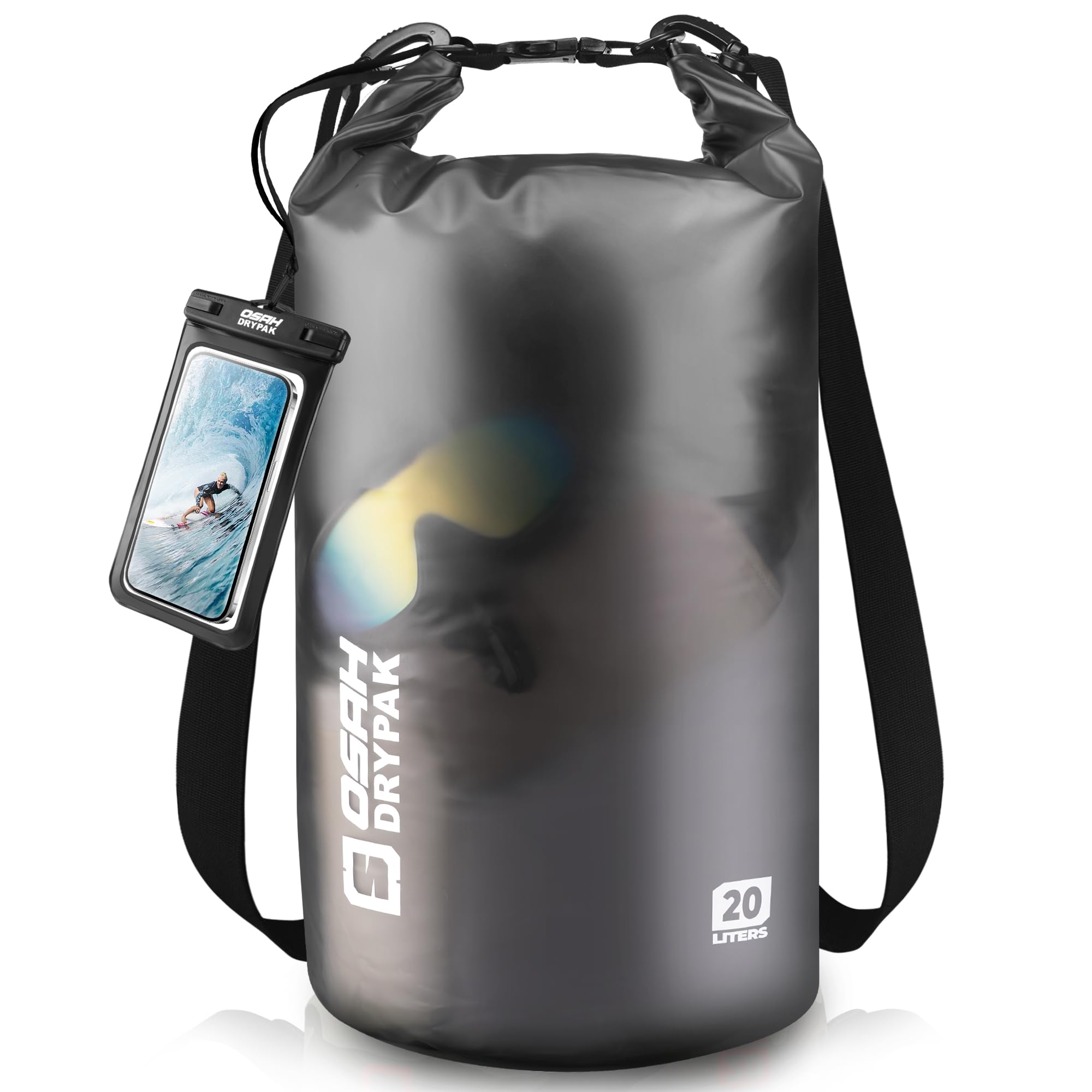 OSAH DRYPAK Dry Bag wasserdichte Tasche 5L/10L/20L/30L/40L Drybag Rucksack Wasserdicht Beutel mit Schultergurt und Wasserfester Handyhülle für Wassersport, Kajakfahren, Bootfahren, Camping