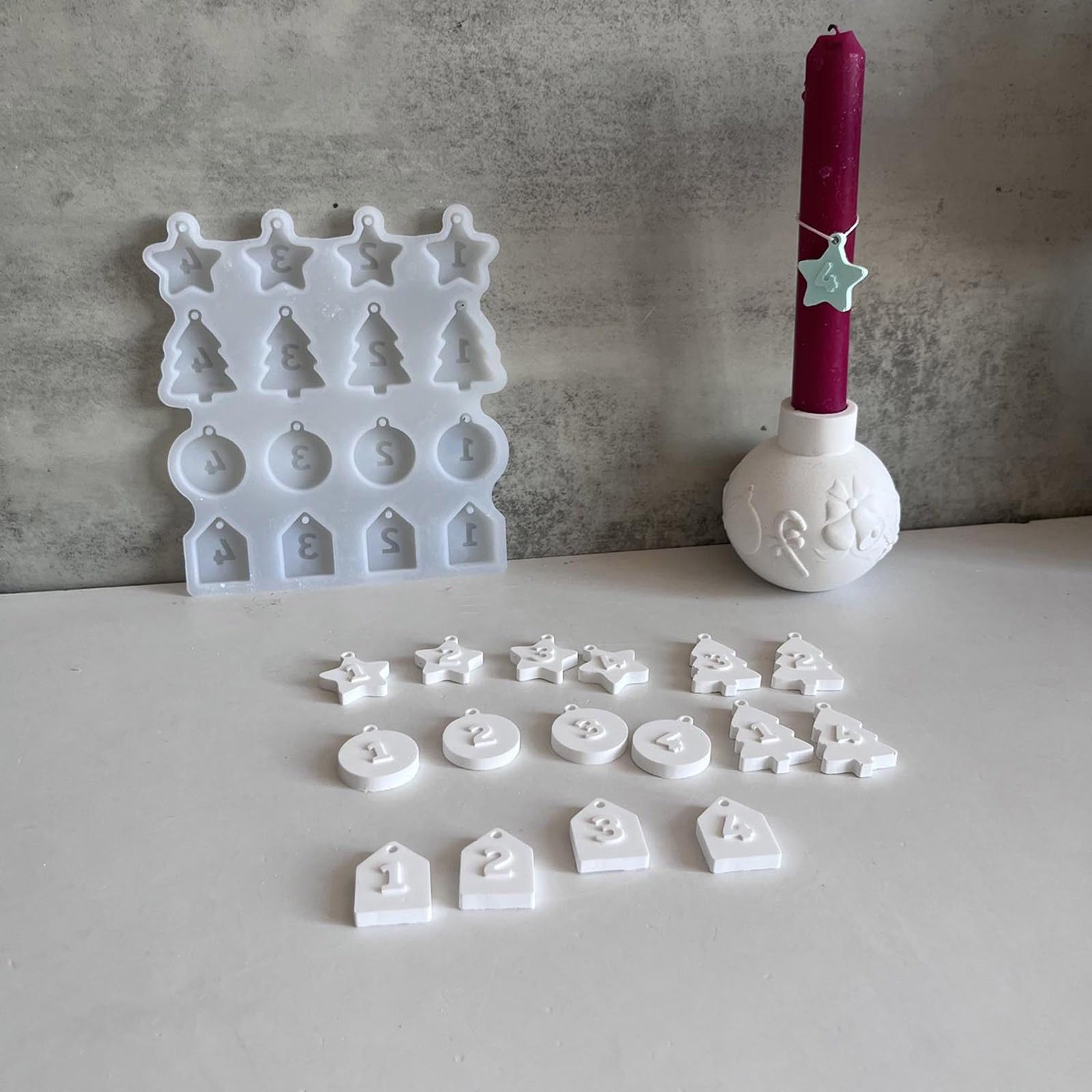 Albero di Natale Hangings Ornamento Resina Epossidico Silicone Numero Figura Ciondolo Stampo Handmade Gioielli Fare Strumento