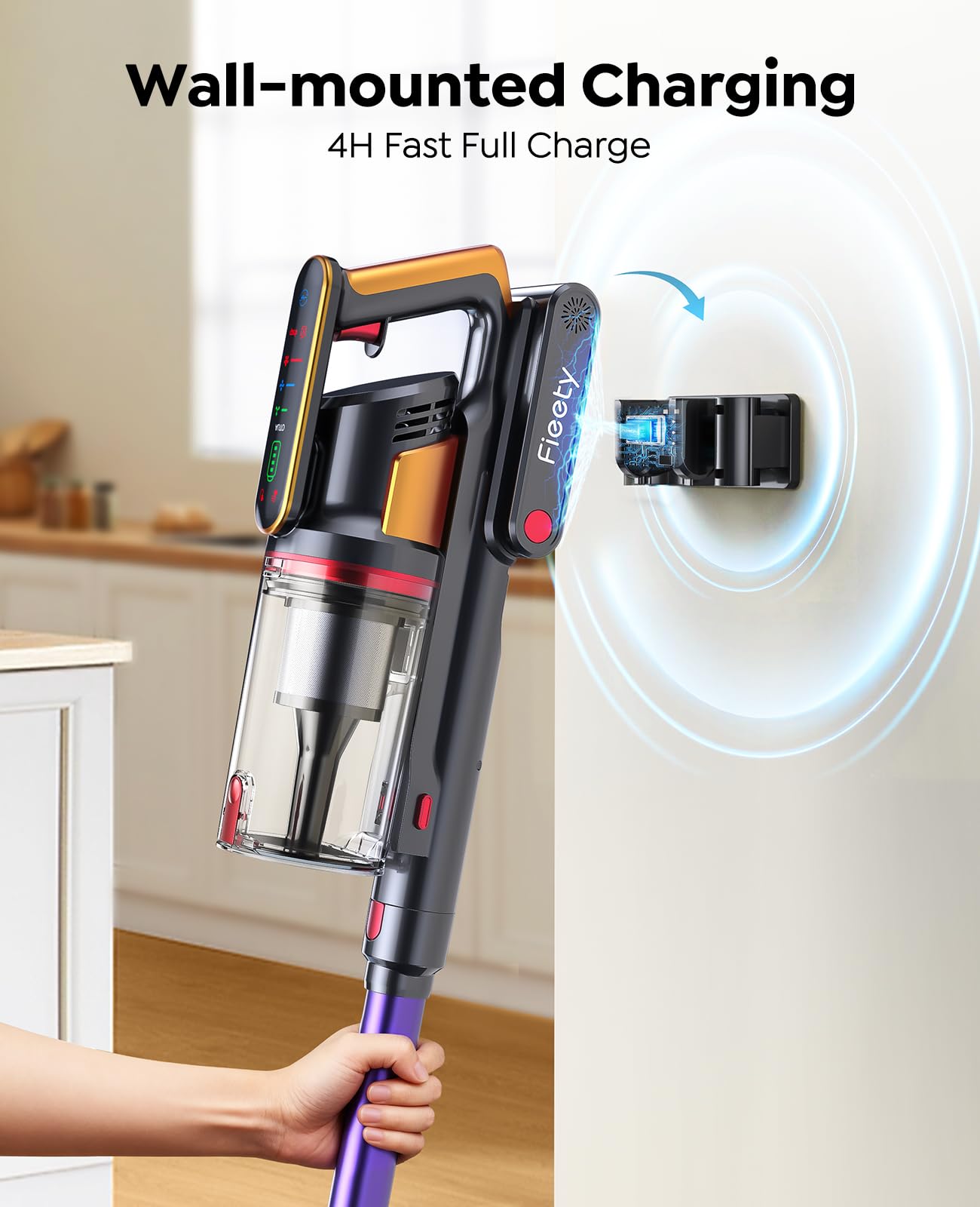 Aspiradora sin Cable 50kPa/600W/65Mins Aspiradora Escoba Potente Aromática con Cepillo para Mascotas, Modo AUTO, Manguera 1M, Anti-Enredos, 15 en 1 Ideal para Pelo de Mascotas/Suelos/Alfombras/Coche