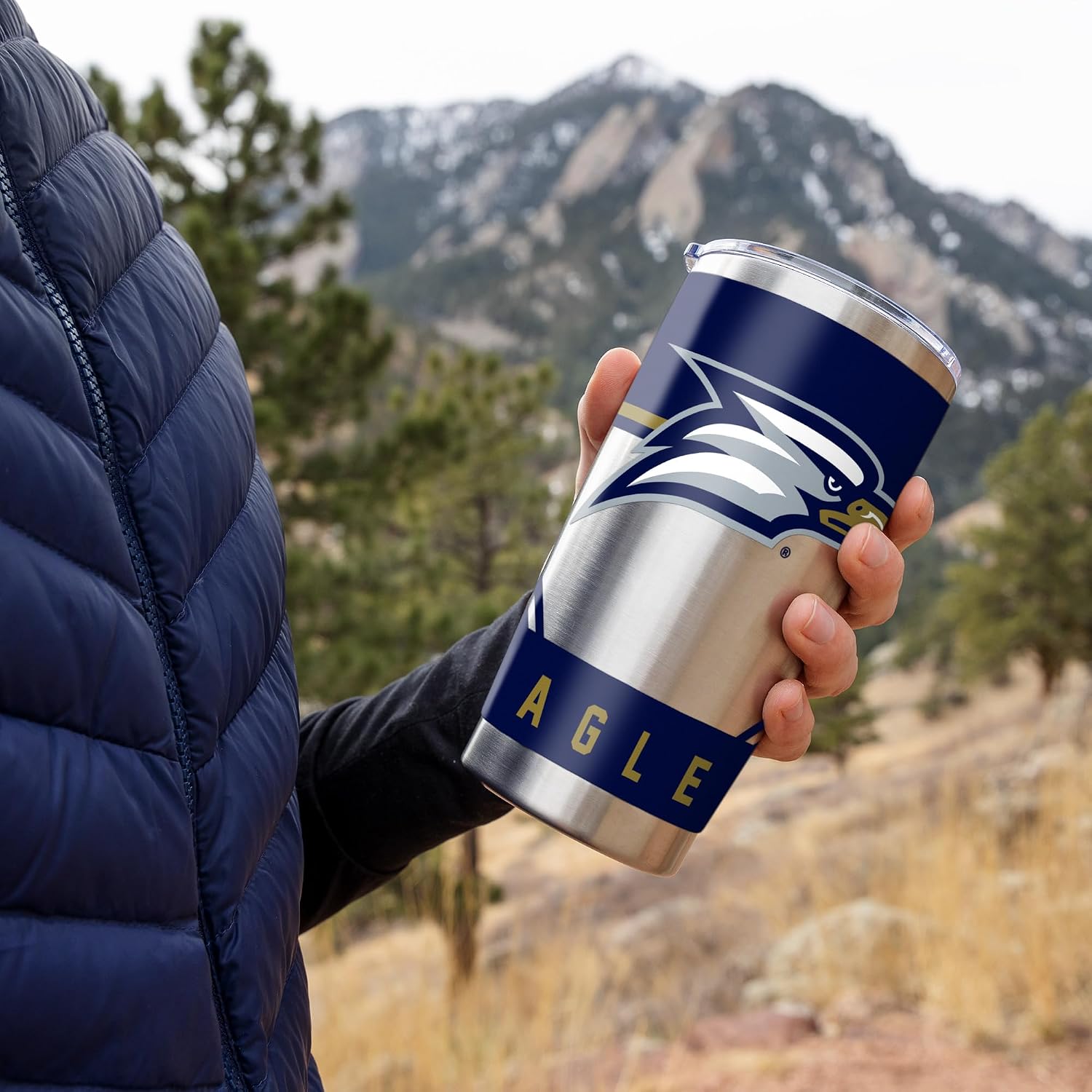 Rico Industries NCAA Georgia Southern Eagles 20oz Stainless Steel Tumbler with Lid - Great For Coffee, Tea, Water or Cocktails