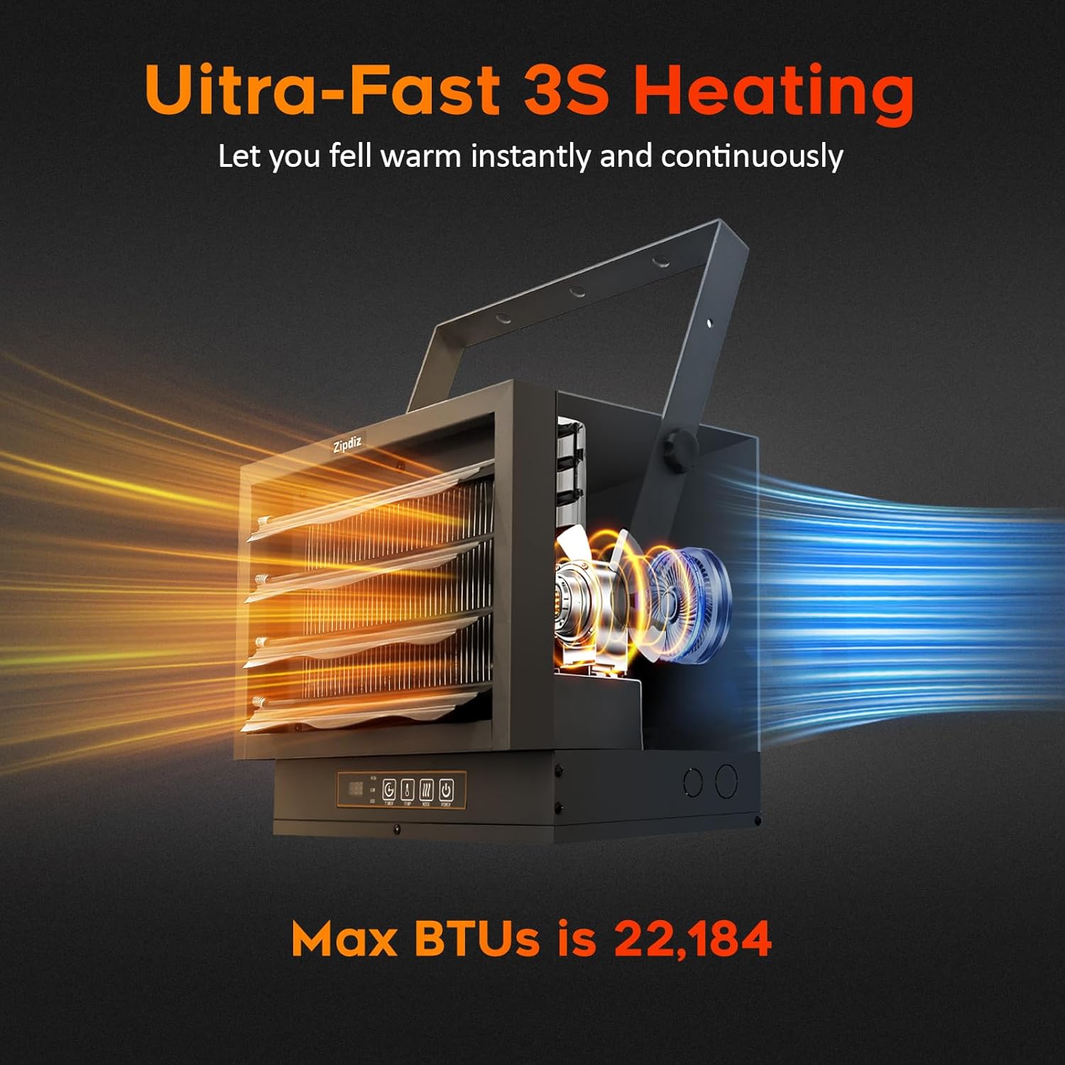 6500W Garage Heater Electric, 240V electric garage heater, Hard Wired, Shop Heater with Remote, ECO Mode, Memory Function, Overheat Protection, Thermostat, 10H Timer, Ceiling/Wall Mounted, UL Listed