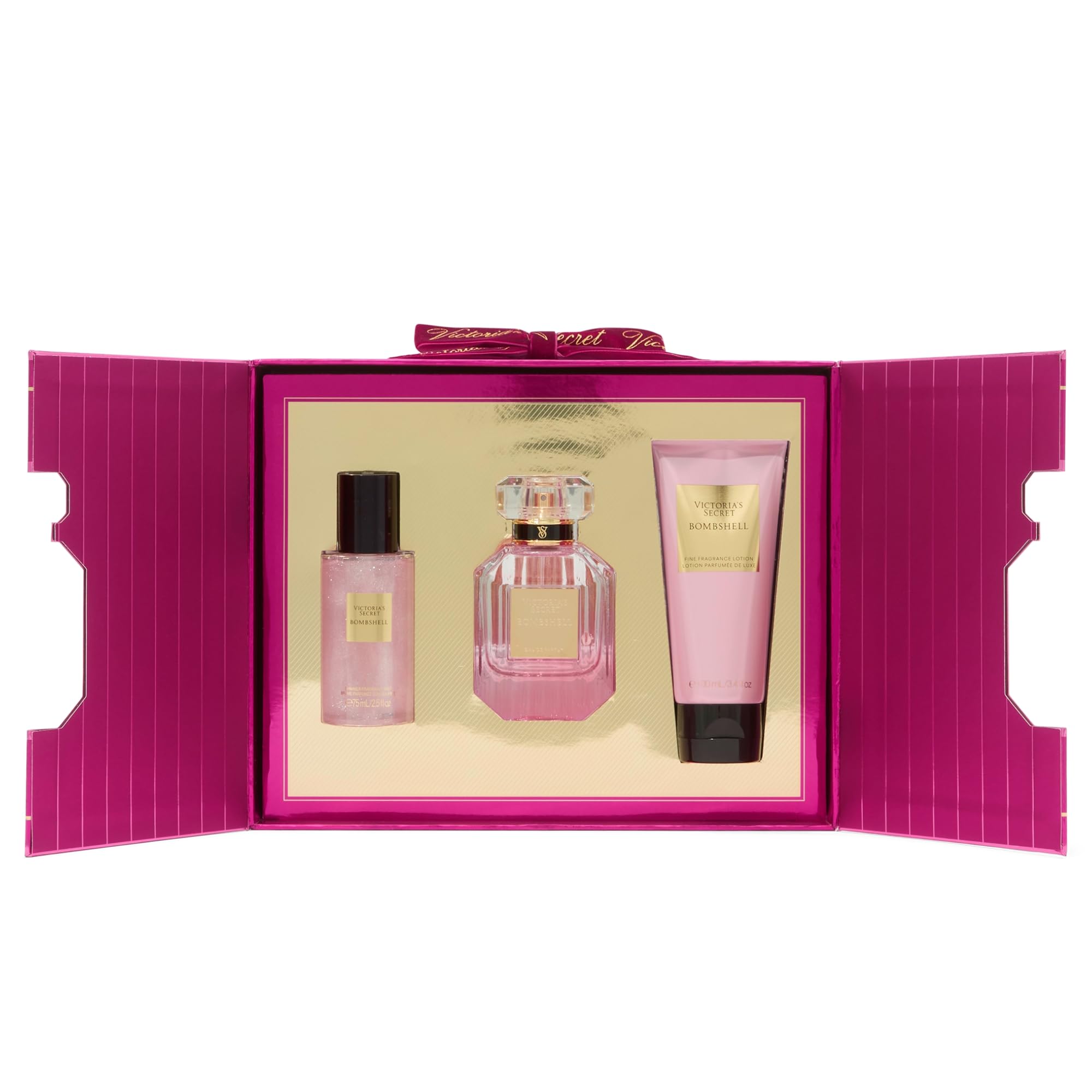Victoria's Secret Bombshell 3 Piece Luxe Fragrance Gift Set: 1.7 oz. Eau de Parfum, Travel Lotion & Shimmer Mist
