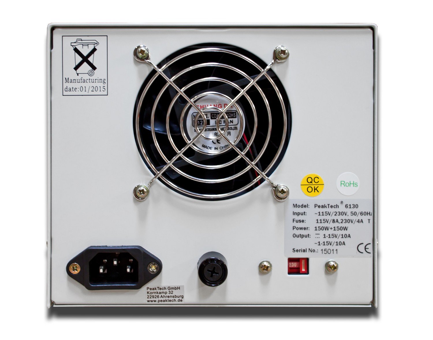 PeakTech P 6130 DC AC Labornetzteil - Labornetzgerät 1-15V / 10A, linear, 1 Stück
