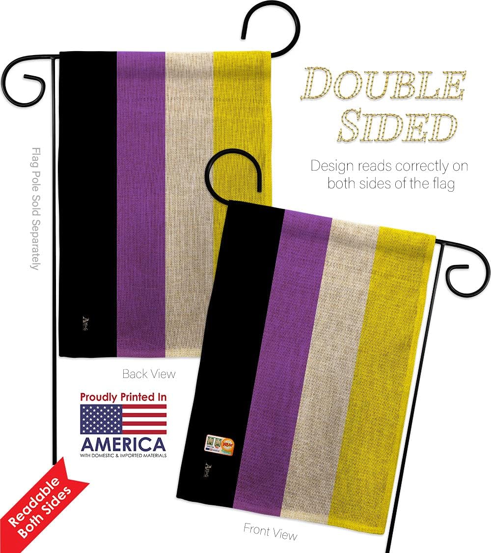 Nonbinary flag Garden Set Wall Hanger Support Pride Rainbow Love LGBT Gay Bisexual Pansexual Transgender Small Decorative Gift Yard House Banner Double-Sided Made In USA 13 X 18.5
