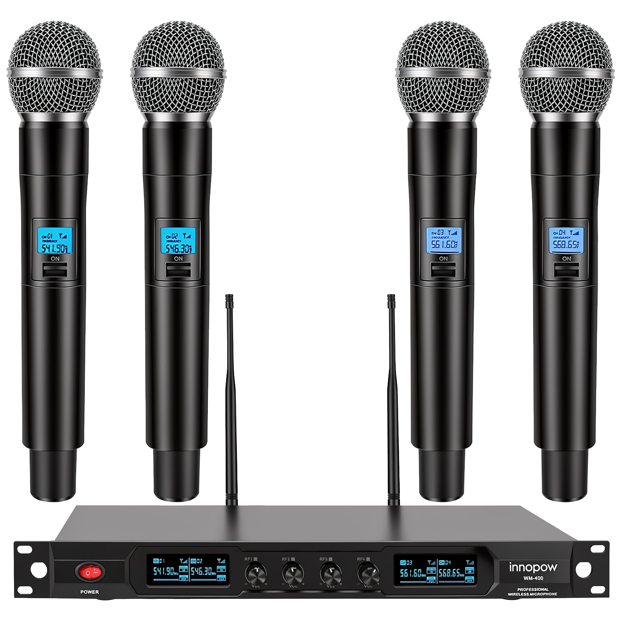 Amazon.com: innopow 4-Channel Wireless Microphone System, Quad UHF