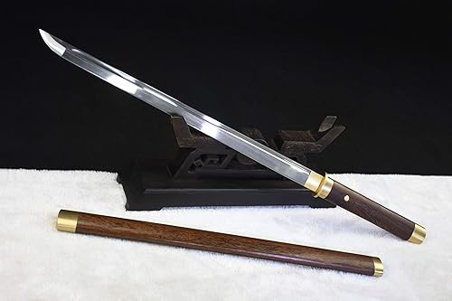 Miniatura 8 de Katana corta hecha a mano japonés wakizashi samurai espada doblada hoja de acero