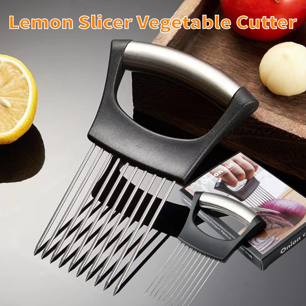 Support à oignons amélioré pour trancher, nouveau support de tranches d' oignon, coupe-citron, coupe-légumes,oignons, (3 pièce) - Maison