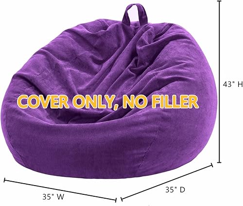 Miniatura 2 de Nobildonna Funda para puf de 3 pies (sin relleno) de 35 x 43 pulgadas, puf grande de almacenamiento de animales de peluche, lavable, funda para puf