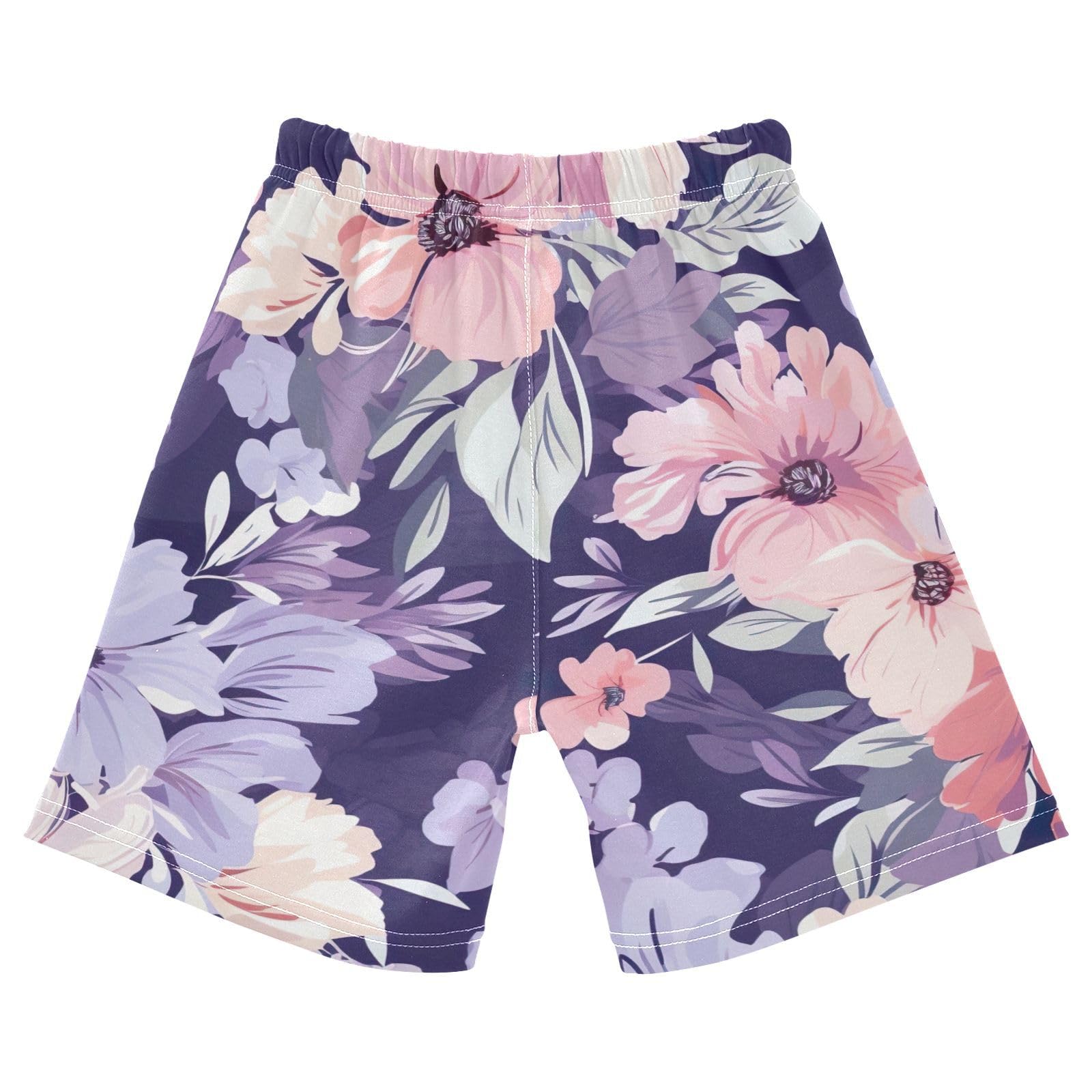 innewgogo Purple Floral Flowers Toddler Baby Boy Girl Cotton Pull-On Shorts Elastic Waist Summer Beach Shorts Kids Pants 2T