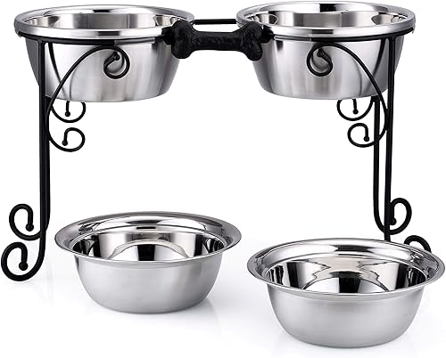 Cuencos elevados para perros de 12 pulgadas, soporte elevado para cuenco para perro, soporte para tazón doble, comedero para mascotas viene con