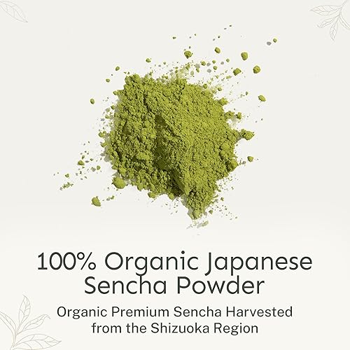 Miniatura 3 de Yu Tea Organic Sencha Green Tea Powder, 100 porciones, rico en antioxidantes, EGCG y L-teanina, hoja japonesa pura de la primera cosecha, baja en