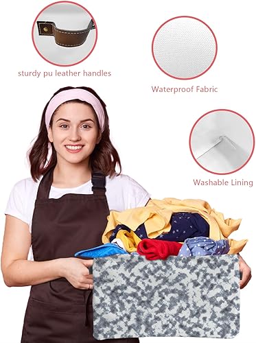 Miniatura 4 de Contenedores de almacenamiento de leopardo con asas, canasta de almacenamiento de arte abstracto moderno gris degradado para estantes, cubos