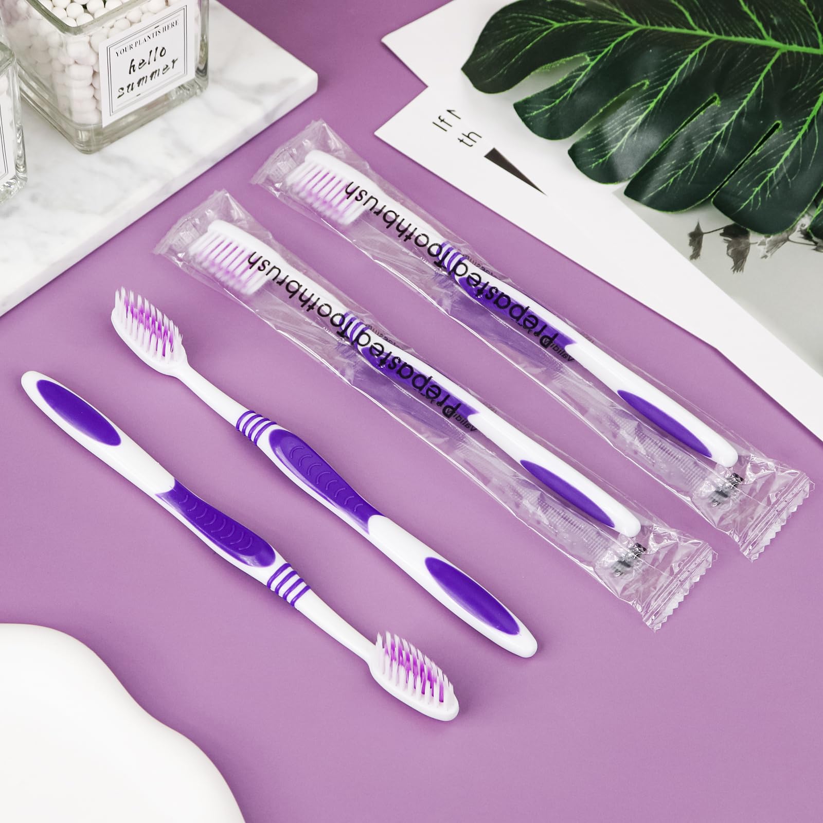 100 cepillos de dientes desechables prepegados, envueltos individualmente, cepillos de dientes prepegados, cerdas suaves, cepillo de dientes de viaje, envuelto de un solo uso para hotel, camping,