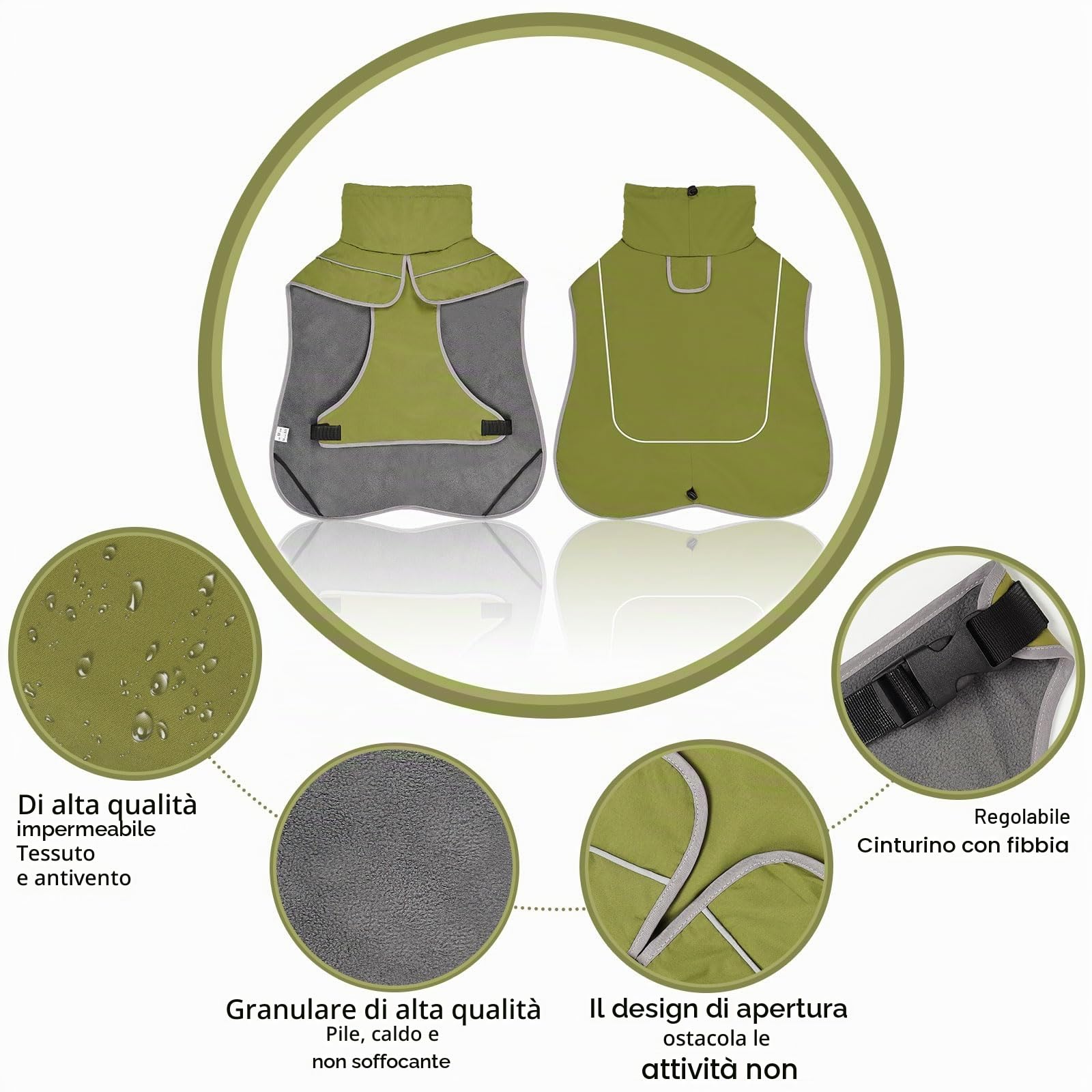 Impermeabile Cappotto Cane - Riflettente Cappottino Chiusura Regolabile, Adatta Tutte Stagioni - Protezione Confortevole Durante Attività All'aperto (L)