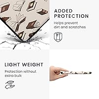 Vista 4 de kwmobile Funda compatible con Yaxa Kindle Paperwhite 11. Generación 2021 - Funda para lector electrónico - Libros y páginas Beige/Marrón/Dorado
