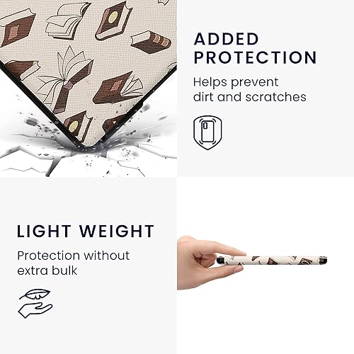 Miniatura 4 de kwmobile Funda compatible con Tienda Kindle Paperwhite 11. Generación 2022 - Funda de poliuretano para lector electrónico - Alpaca champán, verde y