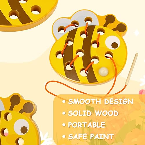 Miniatura 4 de Sealive Juguetes de madera con cordones para niños pequeños - Juego de roscado divertido y educativo Desarrolla habilidades motoras finas Juguete