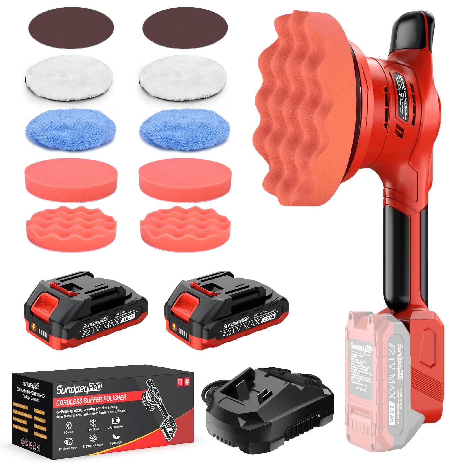 SundpeyPRO Car Buffer Polisher - 8 Speed, 8000RPM -1