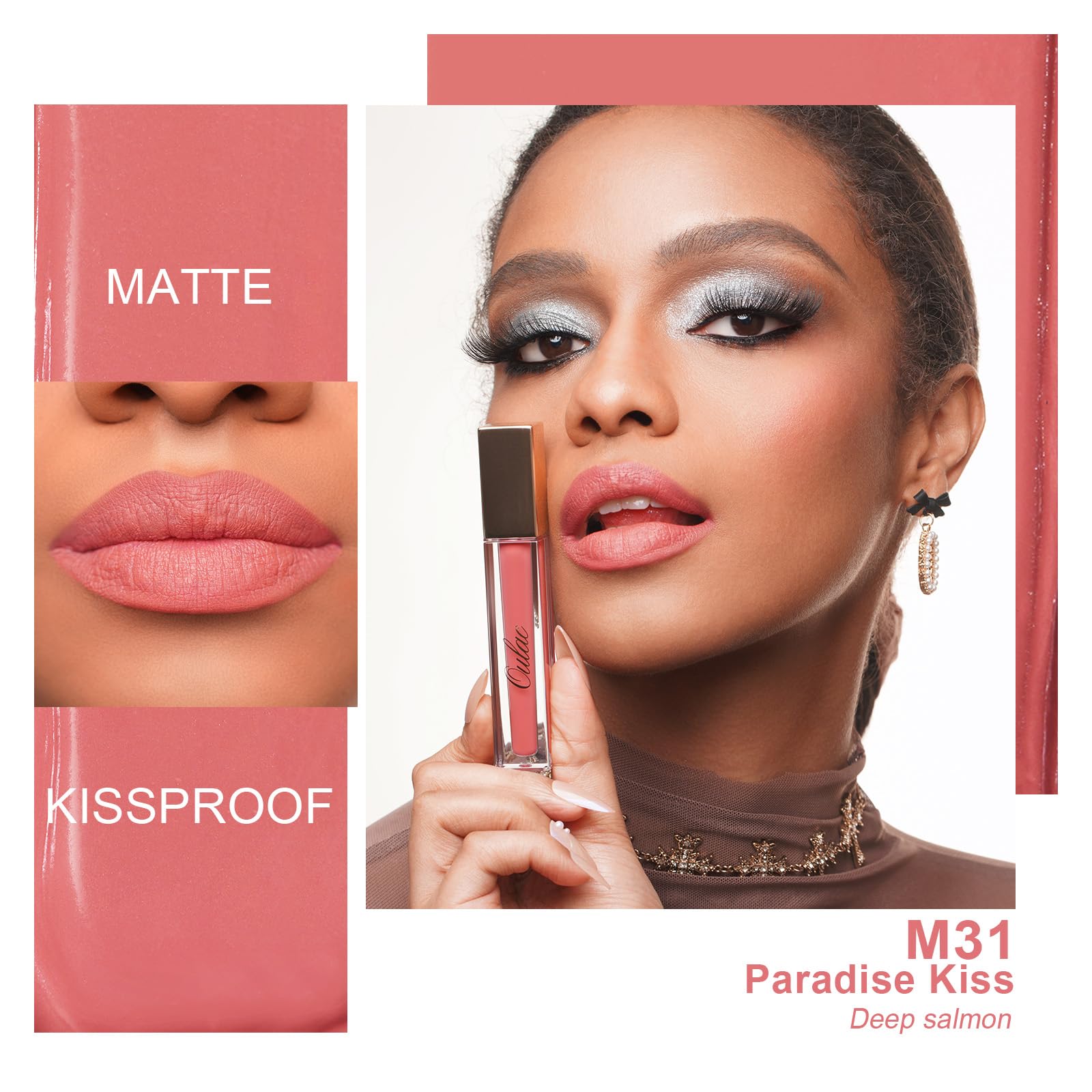 Oulac Matte Pink Lipstick for Women Liquid Lip Gloss Long Lasting Lip Stain, High Impact Lipcolour - Image 2
