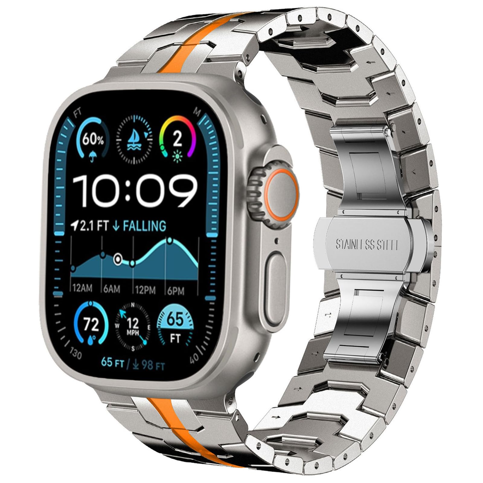WINGLE 49 mm, 46 mm, 45 mm, 44 mm, 42 mm, 41 mm, 40 mm, 38 mm für Apple Watch, Edelstahl-Armband, Metall-Ersatzband für iWatch Ultra 3/2/1, Serie 11/10/9/8/7/6/5/4/3/2/1/SE