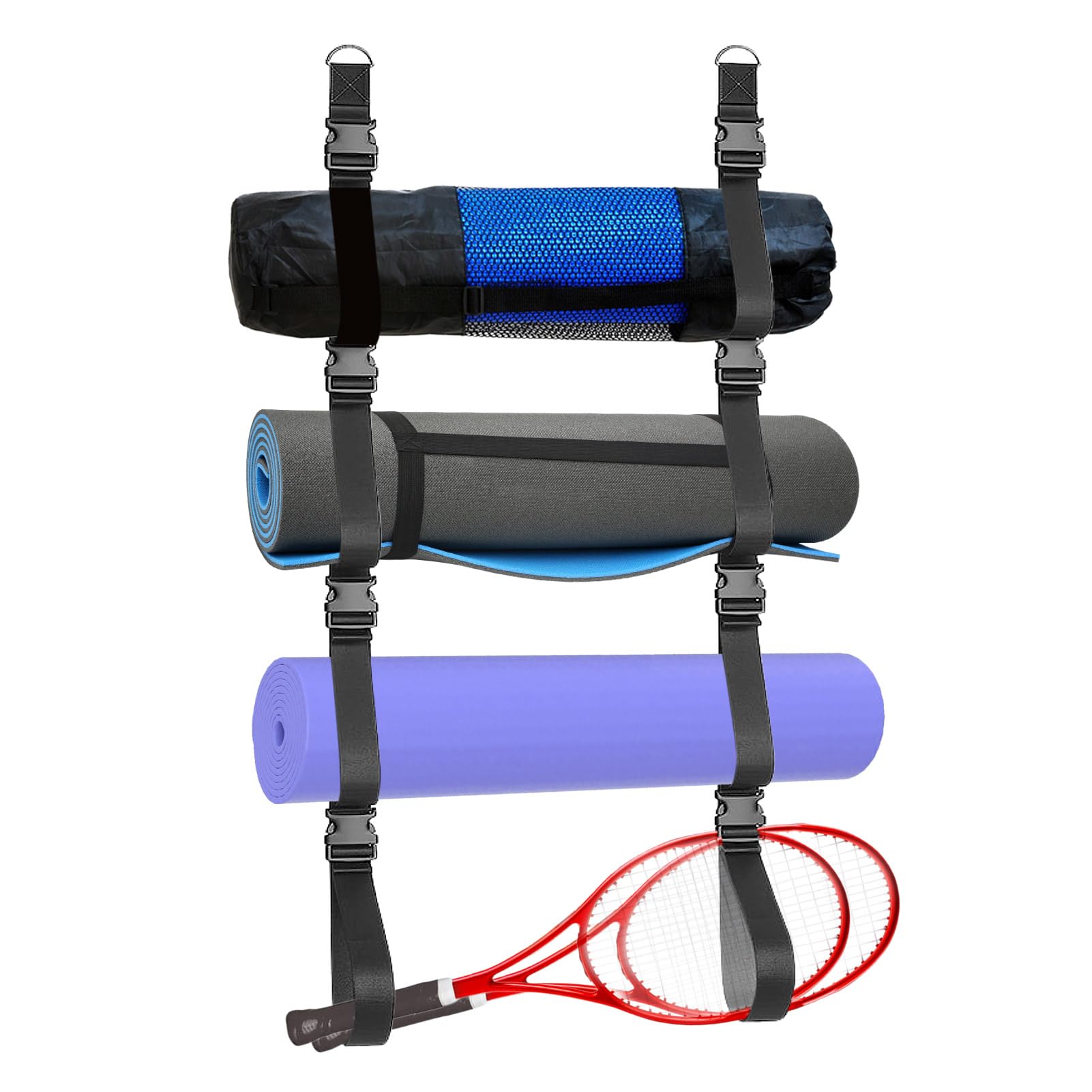 foxtell Hanging Garage Organization System Rack, Adjustable Garage Wall Storage Straps Camping Chair Wall Storage System Rack Holds More Beach Chairs, Umbrellas