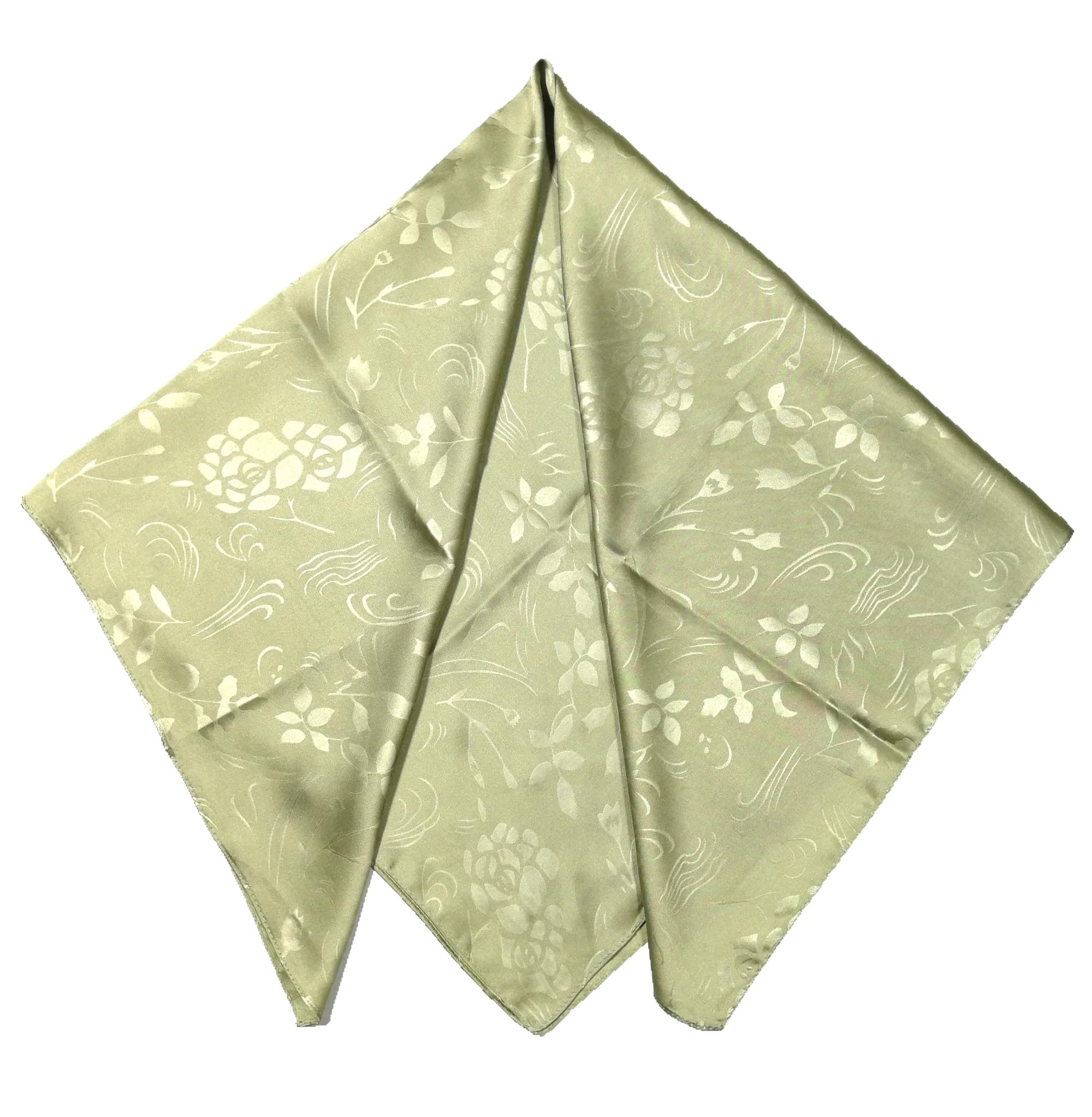 Shanlin Floral Pattern Solid Color Silk Feel Square Scarves (27.5"X27.5")