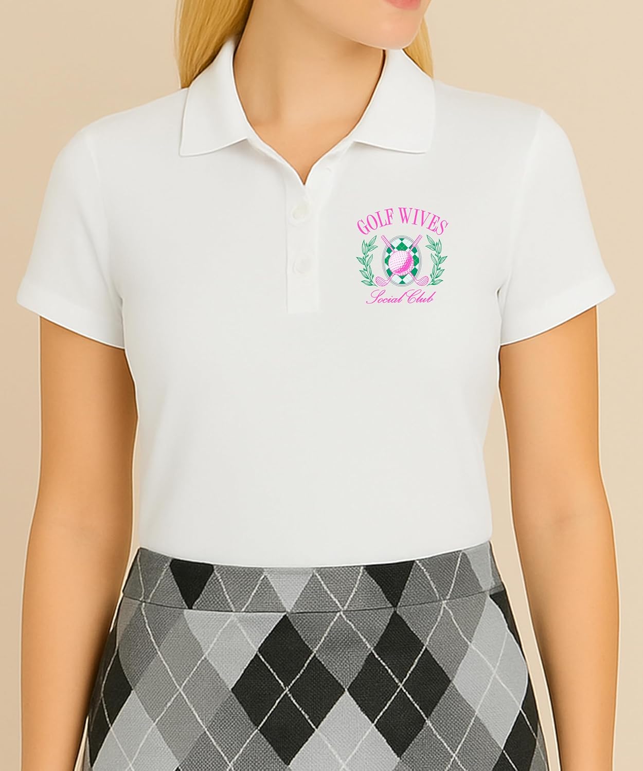 Golf Wives Social Club Polo Shirt for Women Funny Preppy Golf Wife Outfit