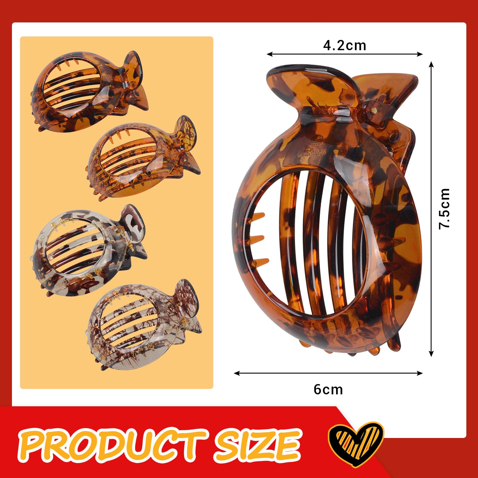 Xdealcozyxc 4 Pcs Flat Hair Clips Women, Strong Hold Resilient Spring Action Non Slip Claw for Fine Thin Clip - Image 2