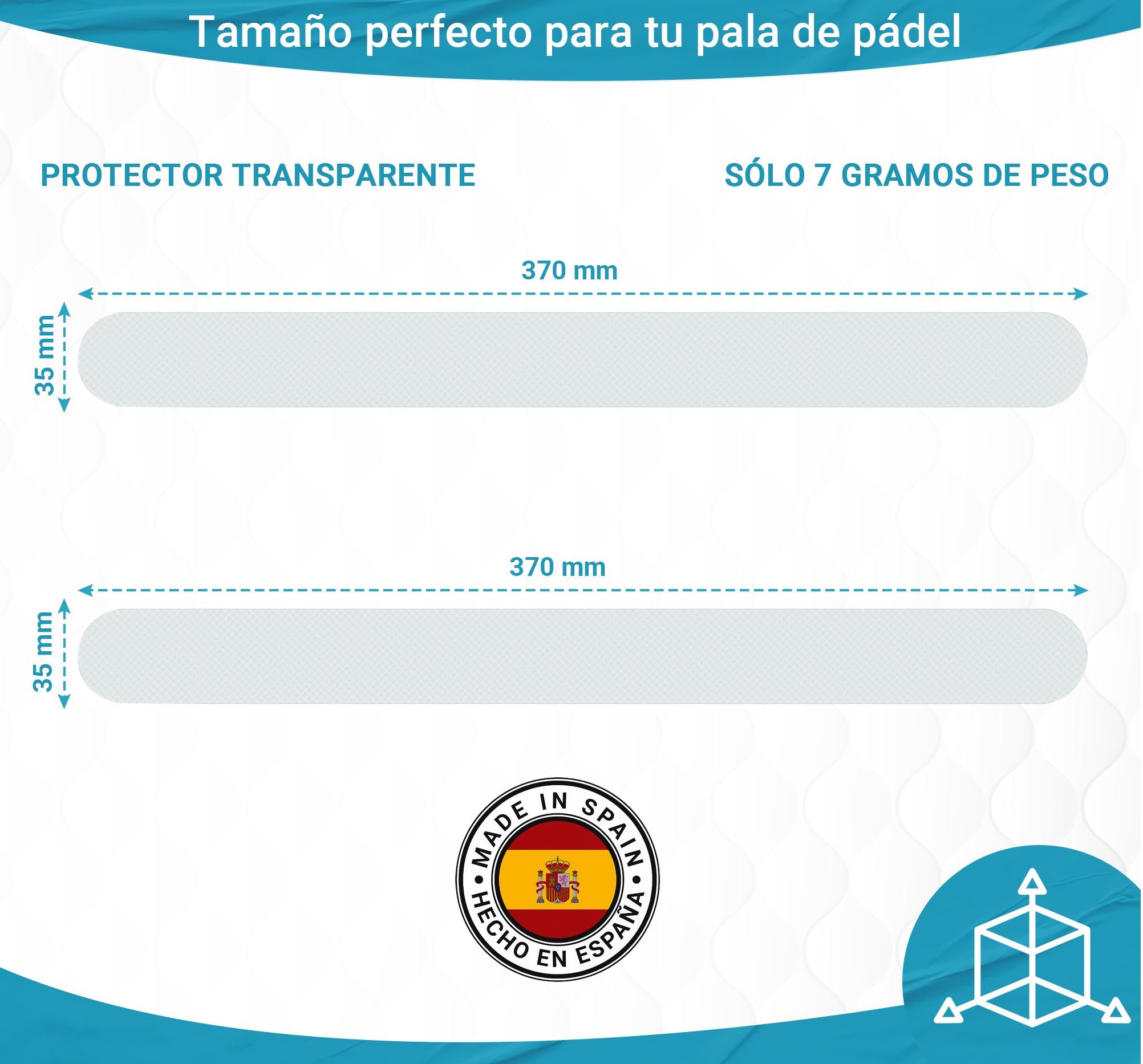 Protector Pala de Padel - Protector Pala Padel Transparente 35 x 370mm Ligero, Rugoso y Duradero - Padel Accesorios - Fabricados en España