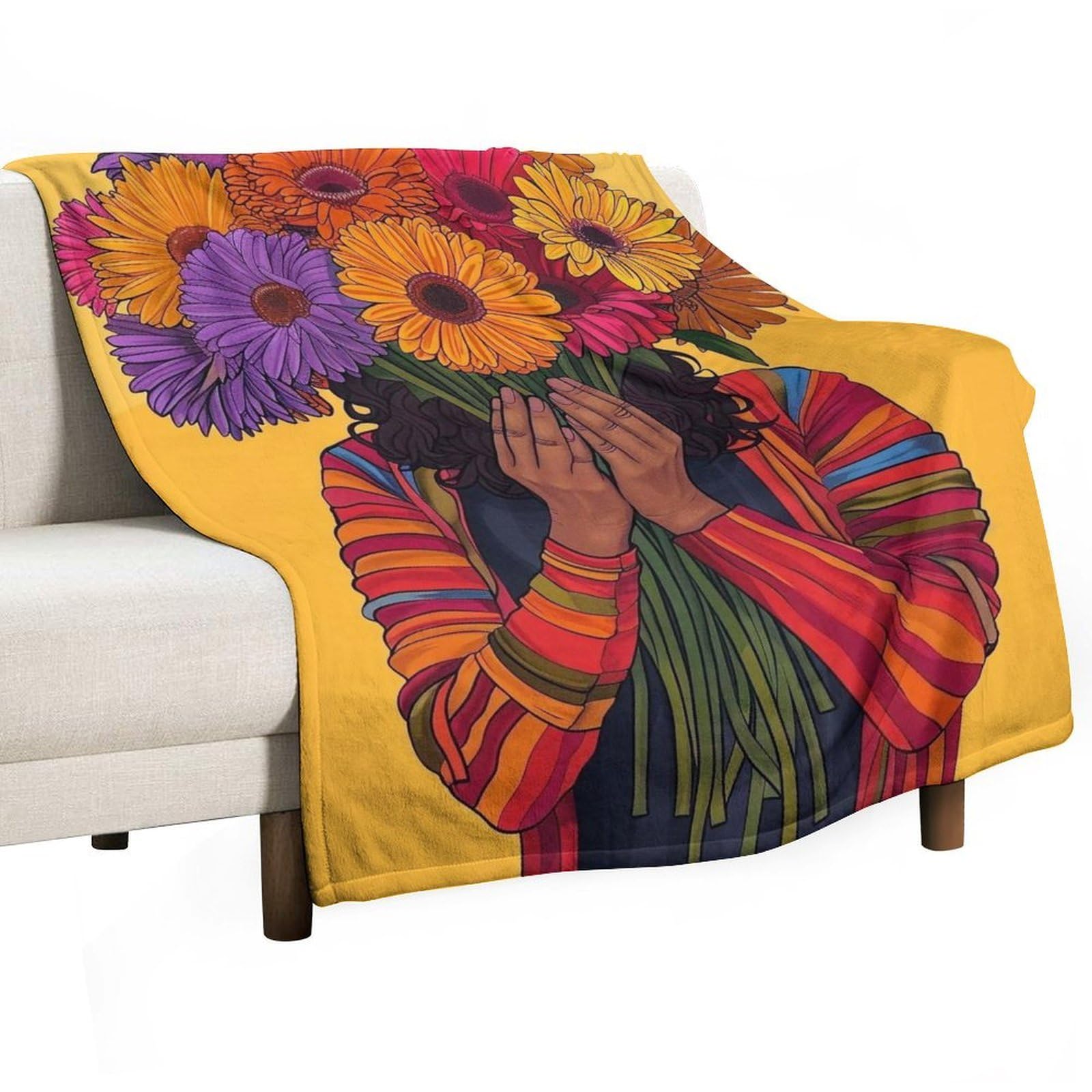 YHGSREUOH Flower Face Woman 02 Flannel Blankets Fleece Soft Throw Lightweight Plush Gifts for Couch, Bed, Cozy Sofa Plush, Chair, Lovers 150x200cm(60x80in)