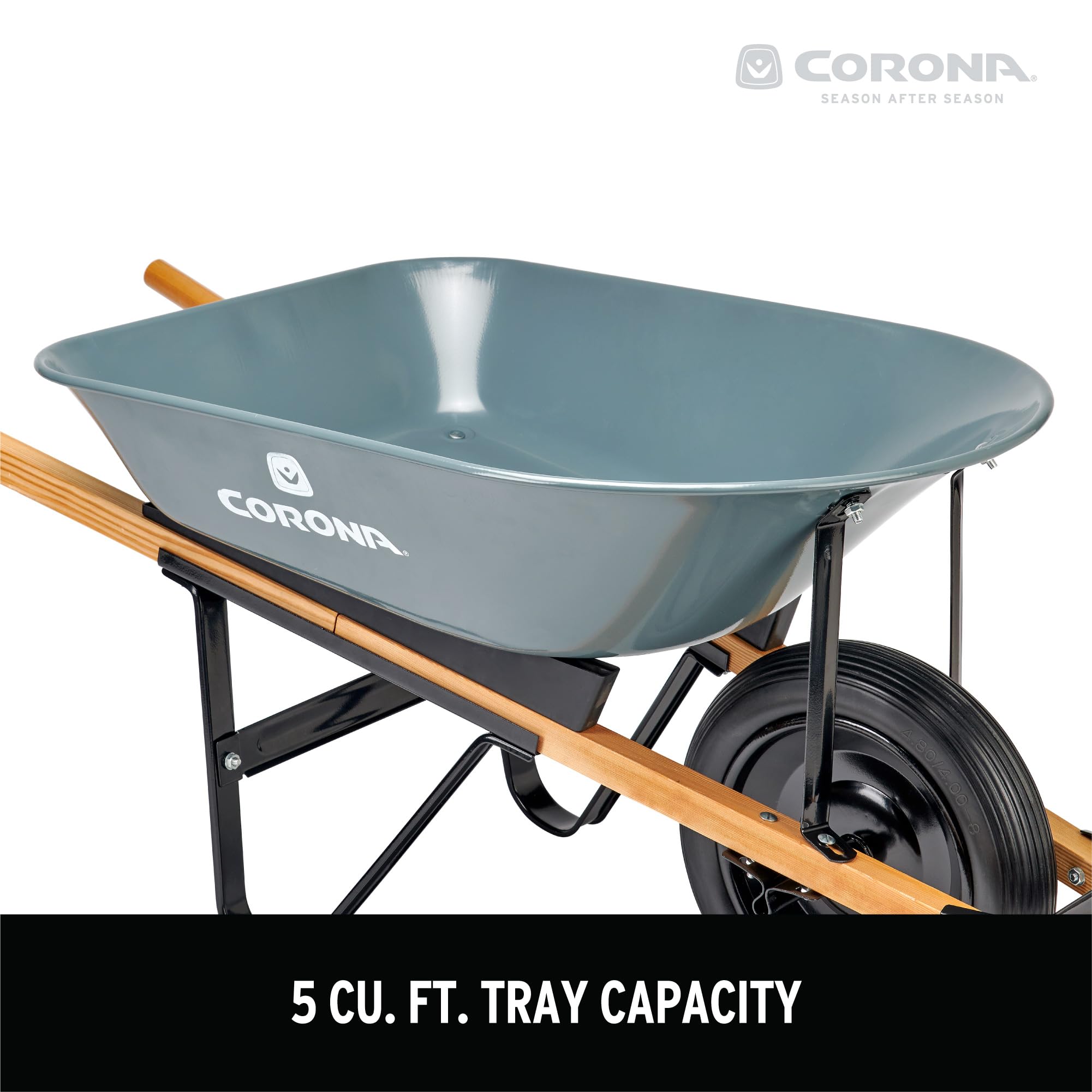Corona - Carretilla de 5 pies cúbicos en una Caja Resistente con neumático Plano de 15 Pulgadas para jardinería al Aire última intervensión, Yardas, plantación