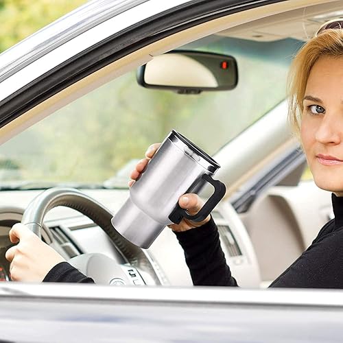 Miniatura 7 de Taza de calefacción para coche de 12 V, 15.2 fl oz, acero inoxidable, caldera de caldera de caldera de caldera portátil para café, té, tazas