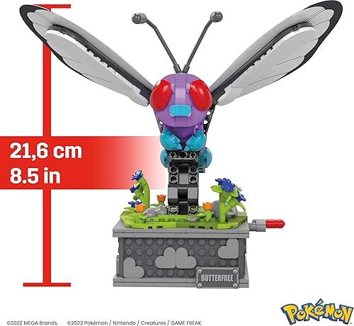 Miniatura 6 de MEGA Juego de juguetes de construcción Pokémon, movimiento libre de mantequilla con 605 piezas, 7 pulgadas de alto, alas móviles, coleccionables