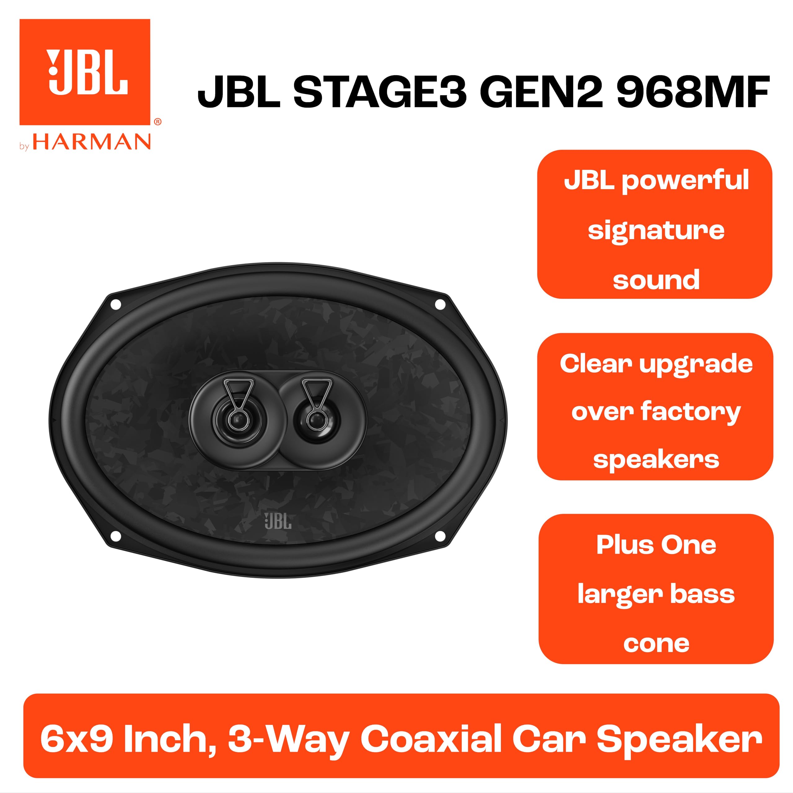 JBL Stage3 Gen2 968MF 6 x 9 Inch 3-Way Coaxial Car Speaker without